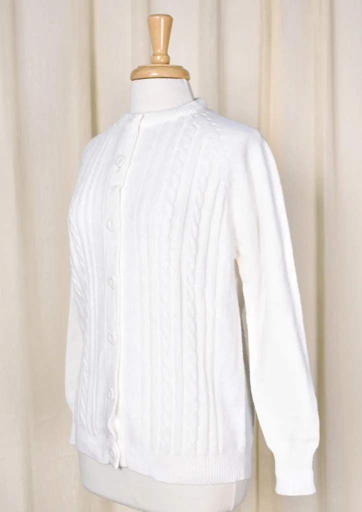 1960s Vintage Off White Chunky Cardigan