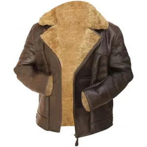 Aviator Pilot Flying Fur Shearling B3 Raf Brown Jacket