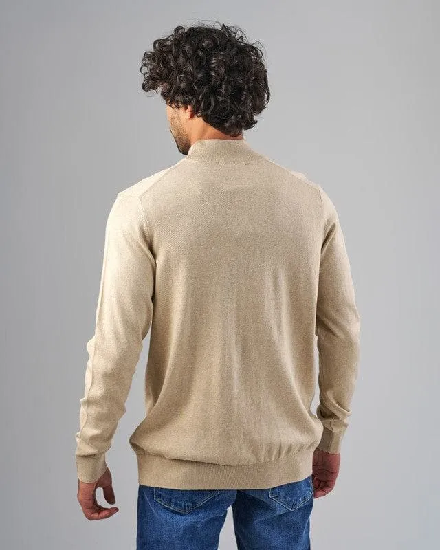 BASIC HIGH NECK SWEATER  - BEIGE