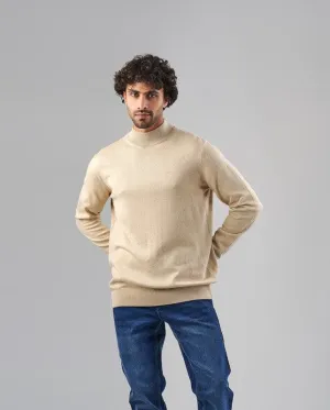 BASIC HIGH NECK SWEATER  - BEIGE