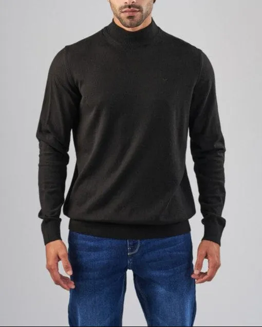 BASIC HIGH NECK SWEATER  - BLACK