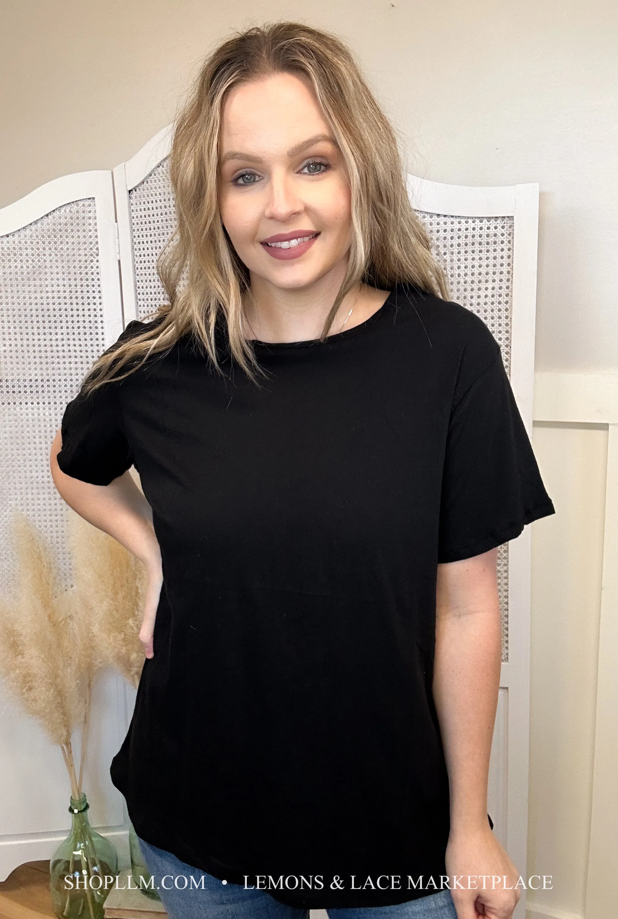 Black Better Than Basic Boyfriend Tee Round Neck