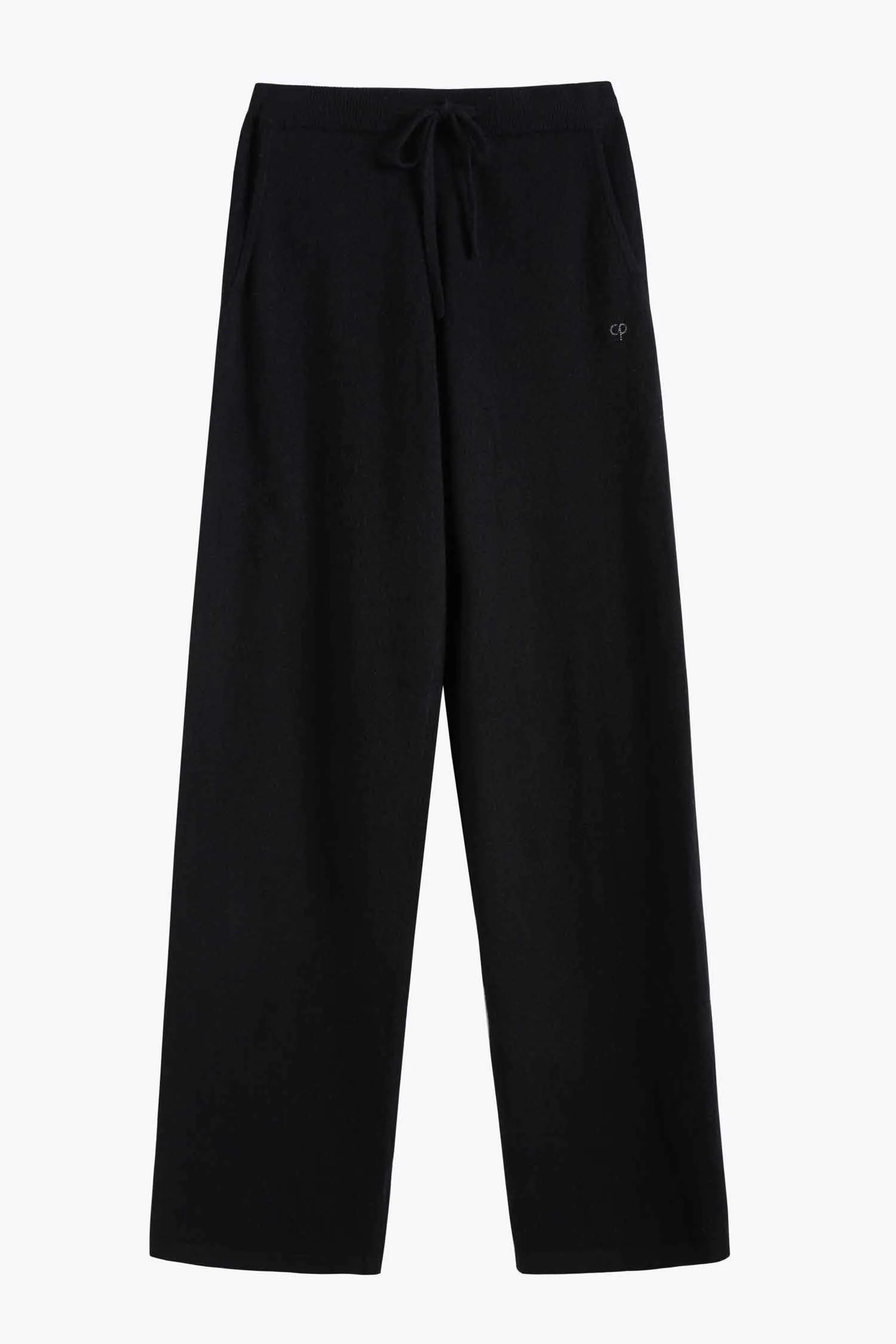 Black Cashmere Wide-Leg Pants