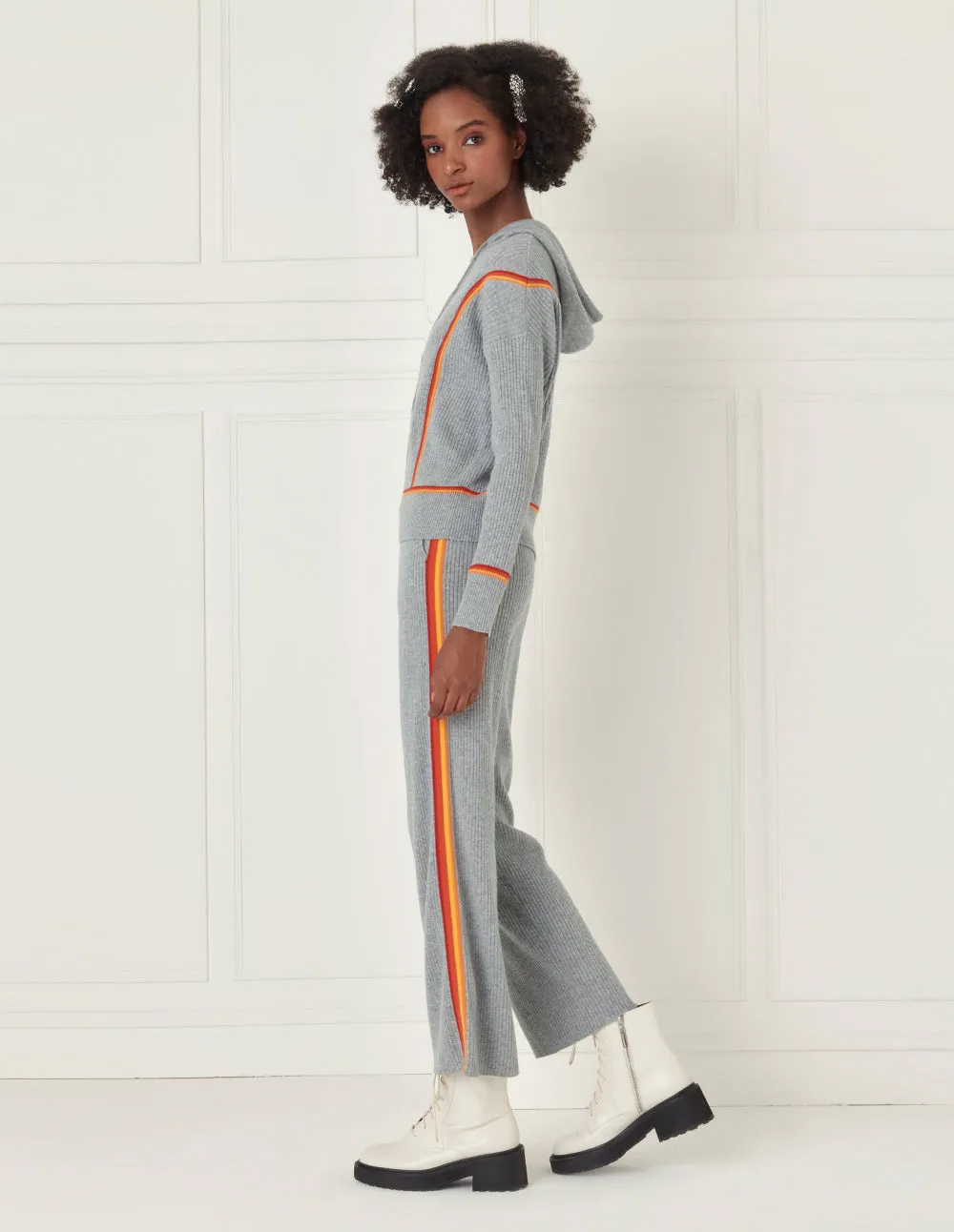 BORA AKSU Side Contrast Wool Wide-Leg Pants