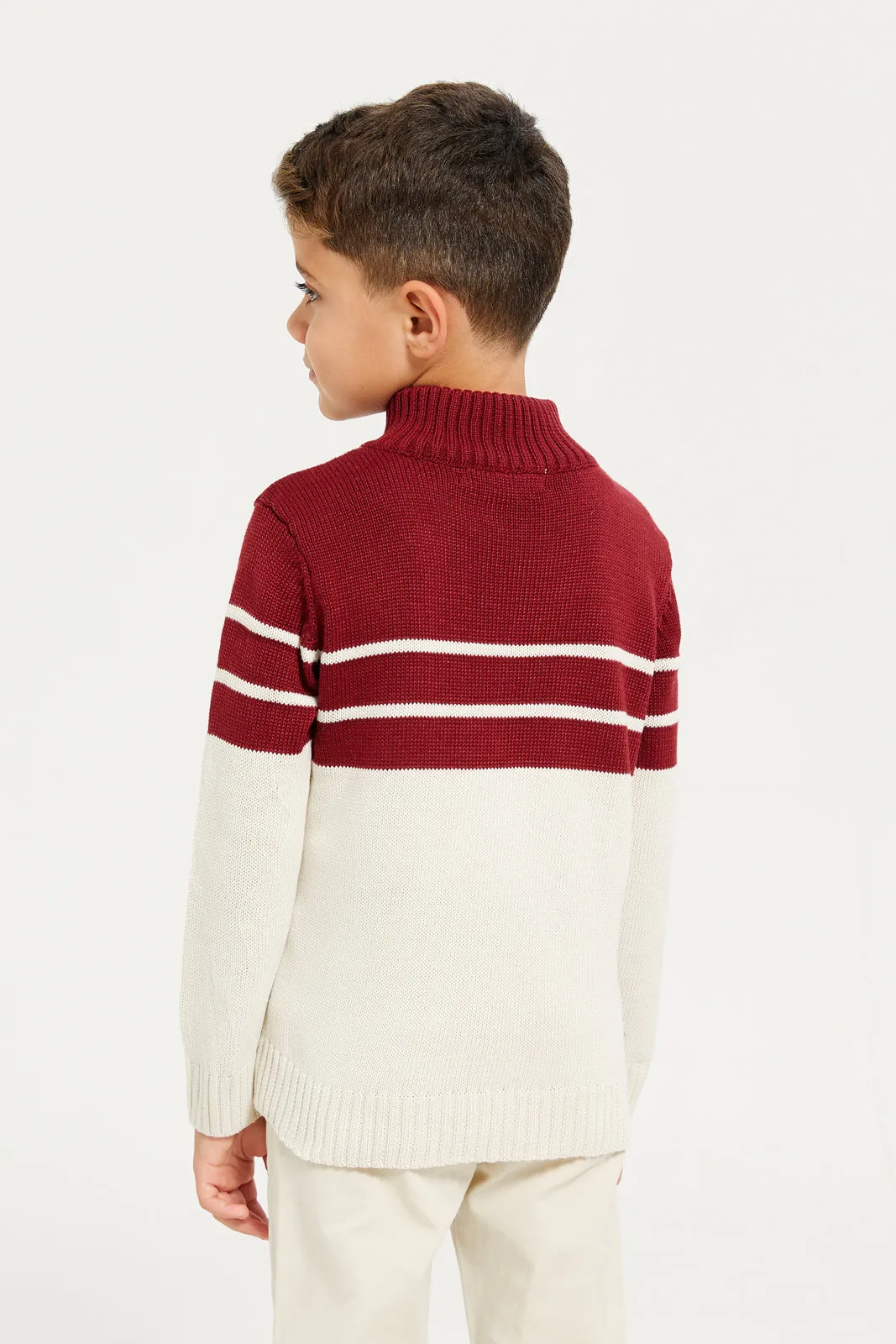 Boys Brown High-Neck Sweater