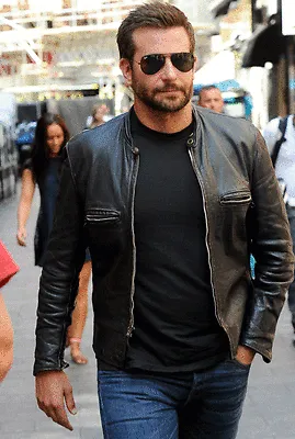 Bradley Cooper Stylish Fashionable Biker Real Leather Jacket- BNWT