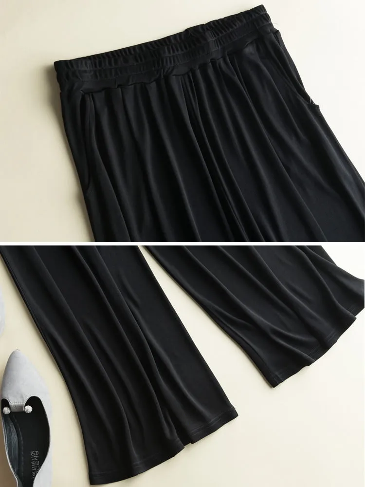 Comfortable Wide Leg Silk Knitted Pants