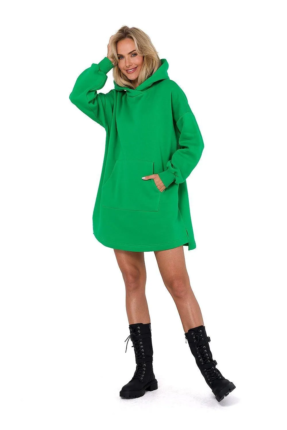 Cozy Kangaroo Pocket Knit Hooded Daydress