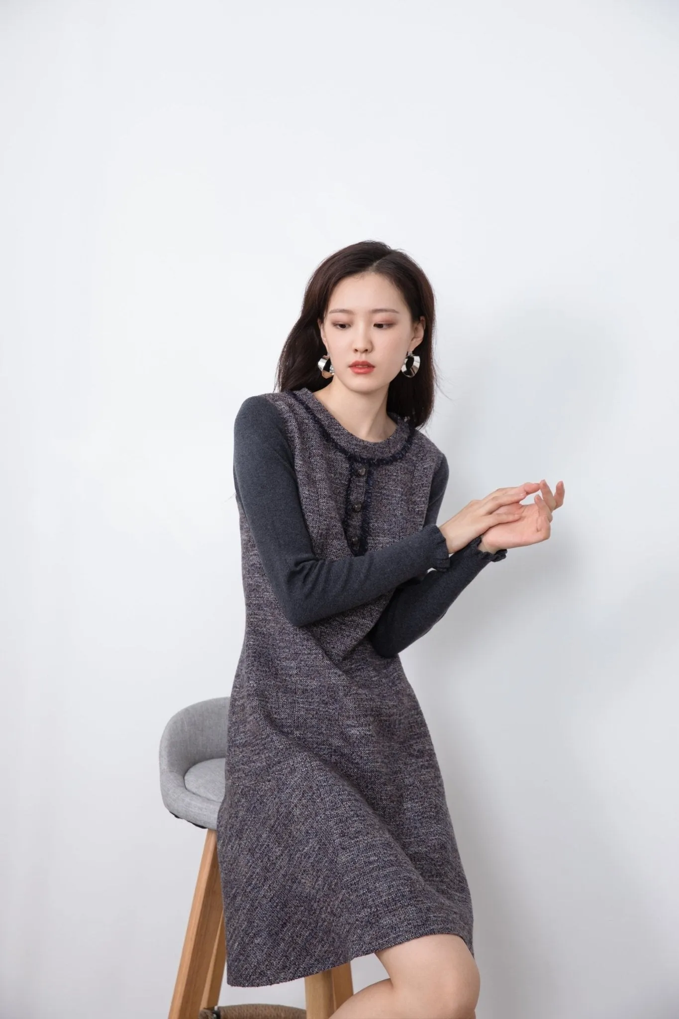 Dark Grey Tweed Dress