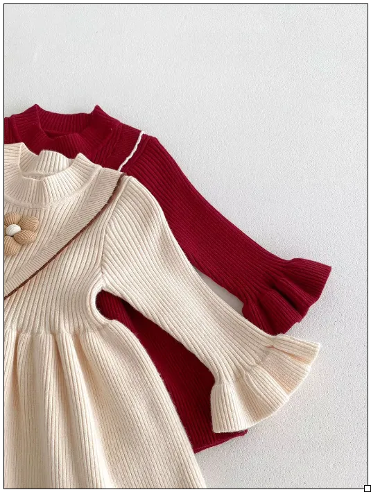 Girls Knitted Flare Sleeve Dress