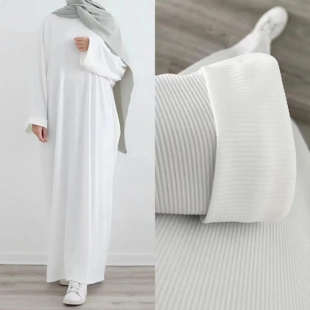 Knitted Winter Abaya for Muslim Women with Ribbed Textures & Warm Design