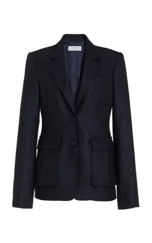 Louisa Blazer in Dark Navy Virgin Wool Cashmere Flannel