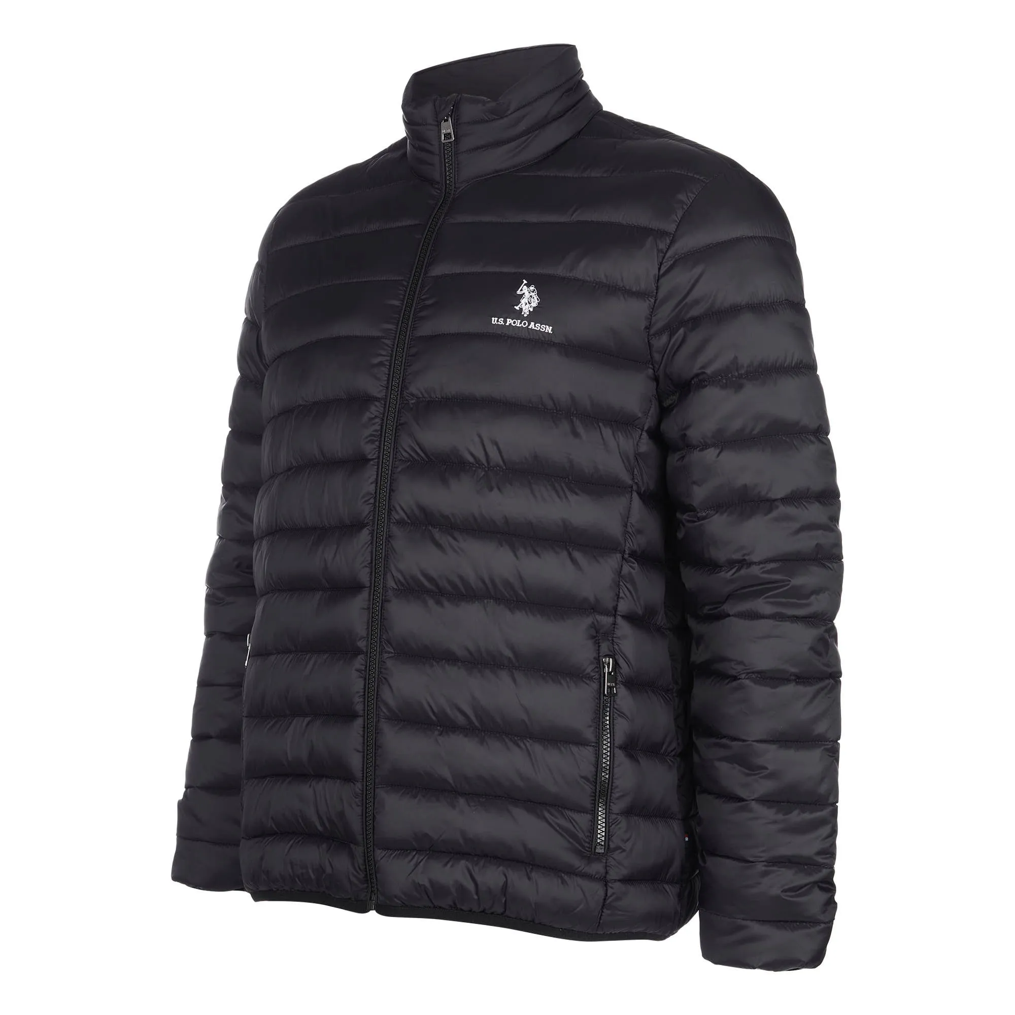 Mens Lightweight Bound Quilted Jacket in Black Bright White DHM