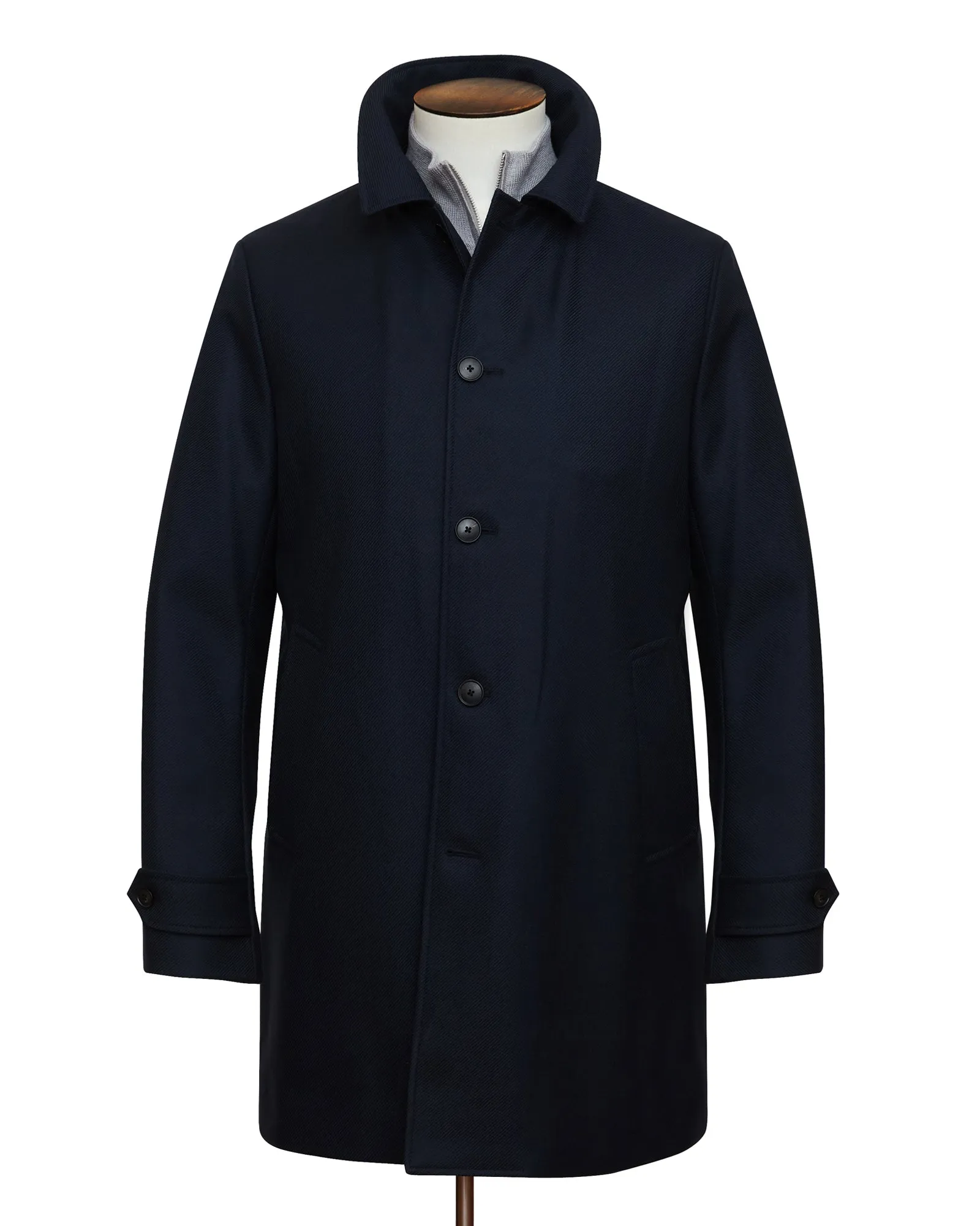 Midnight Navy Single-Breasted Car Coat With Liner