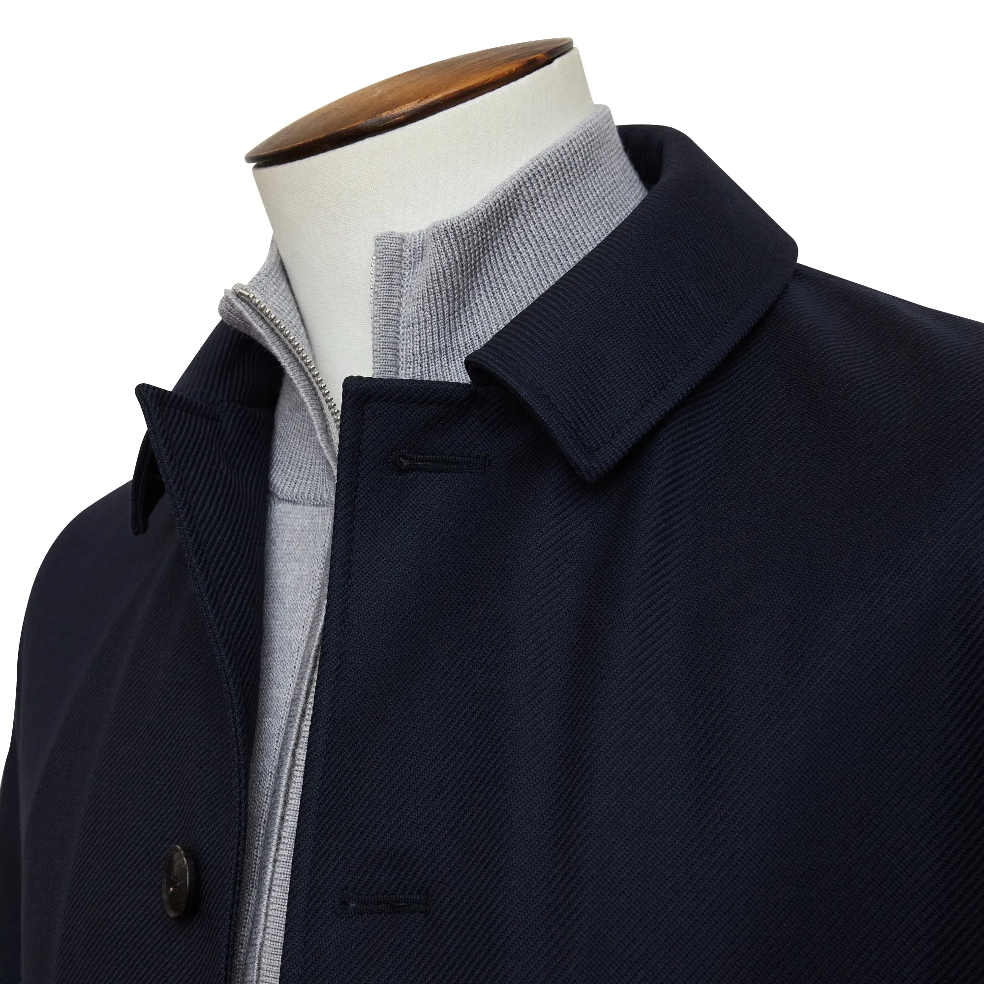 Midnight Navy Single-Breasted Car Coat With Liner