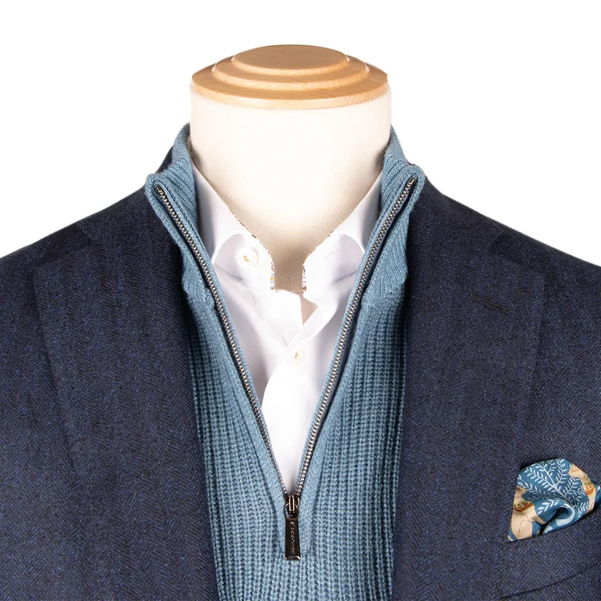 Navy Herringbone 100% Wool Jacket