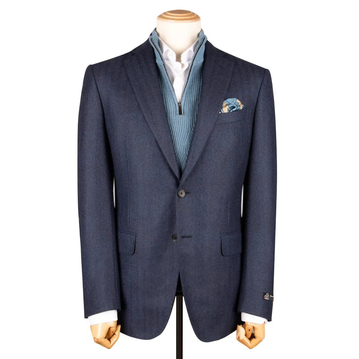 Navy Herringbone 100% Wool Jacket