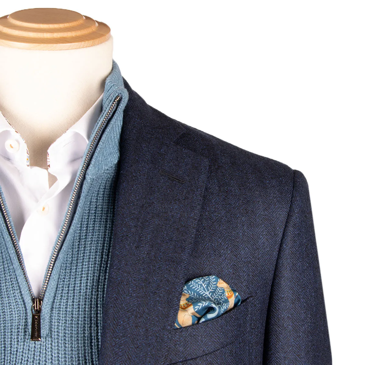 Navy Herringbone 100% Wool Jacket