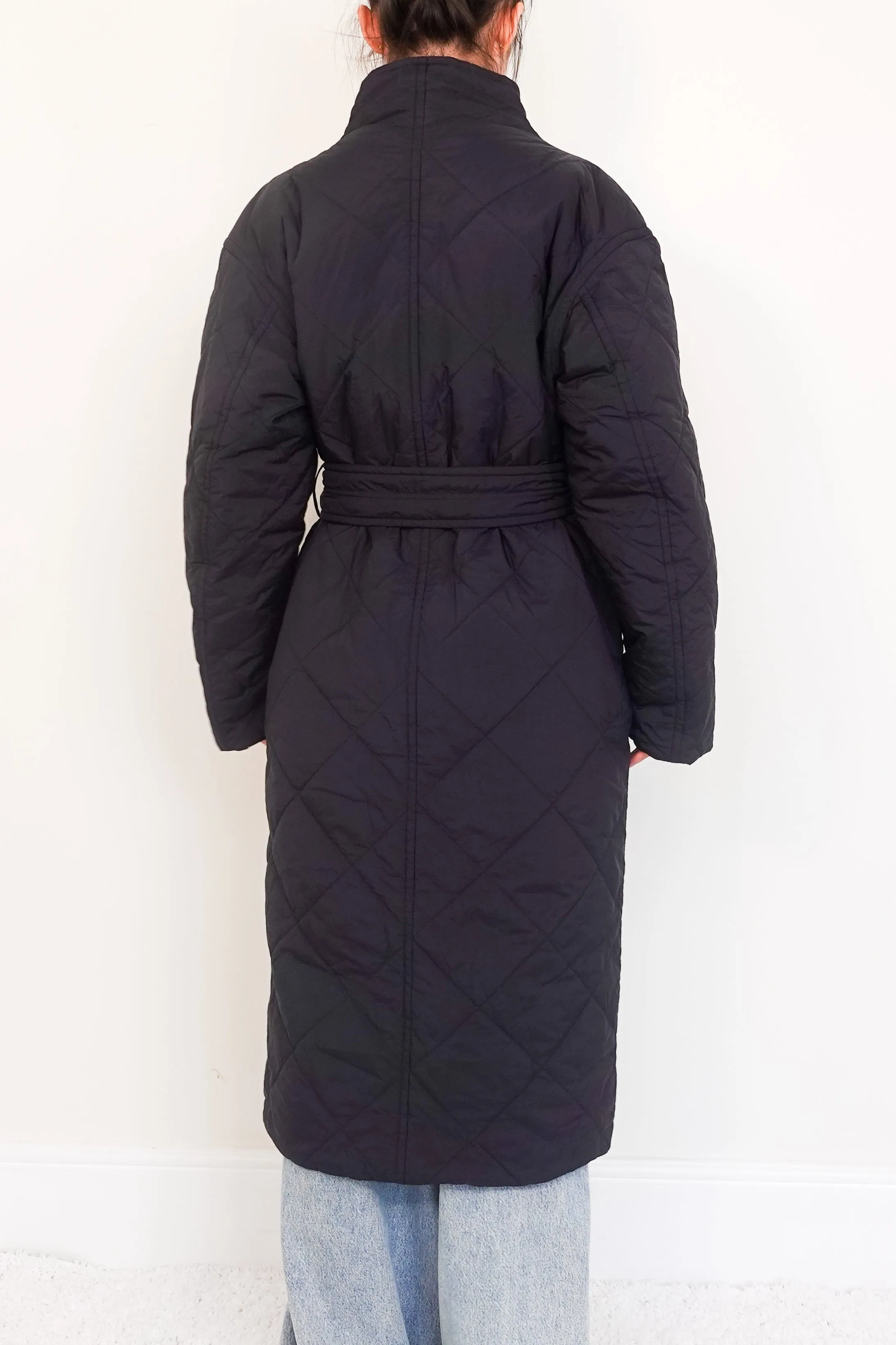 quilted long line coat