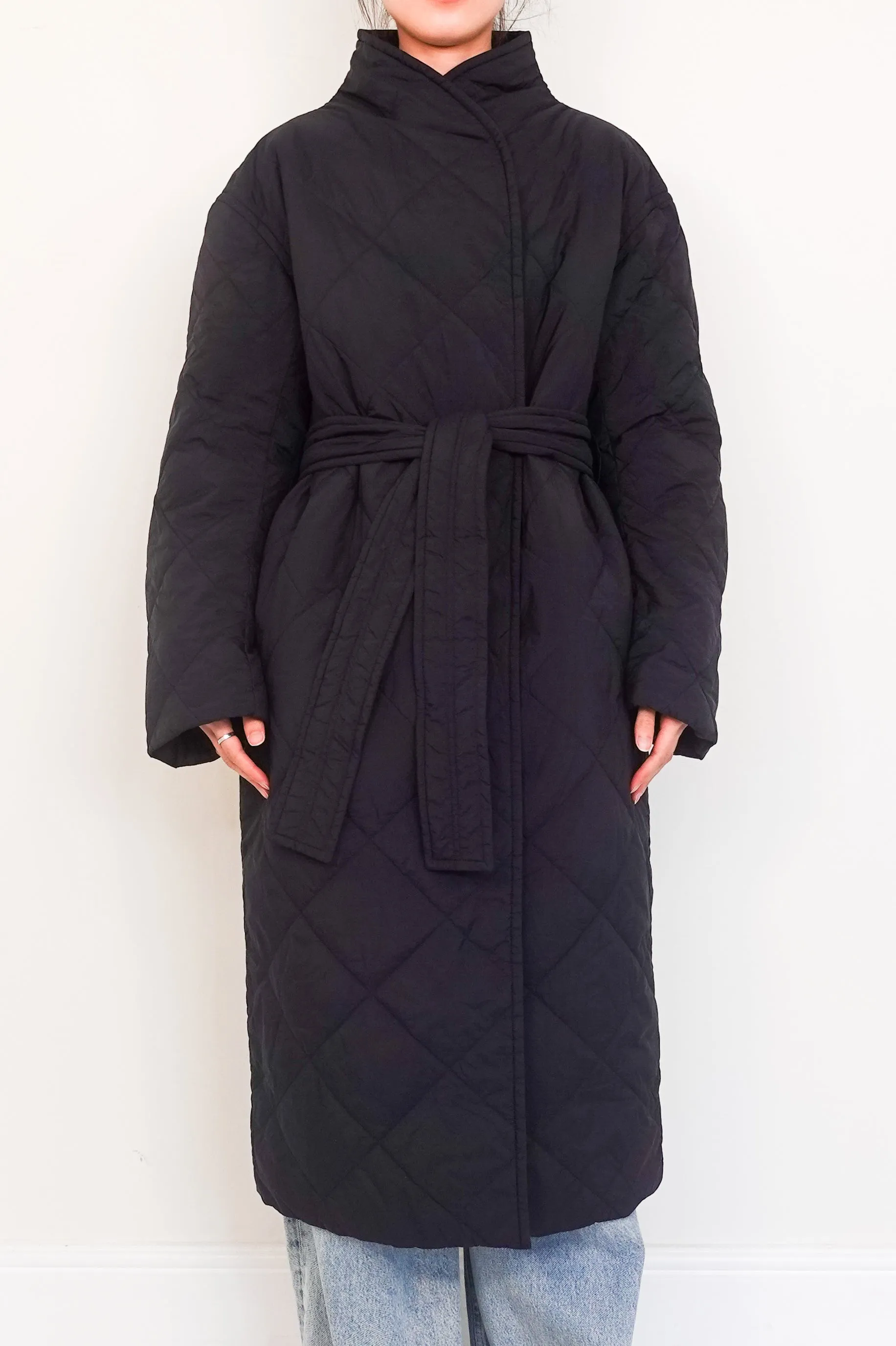 quilted long line coat