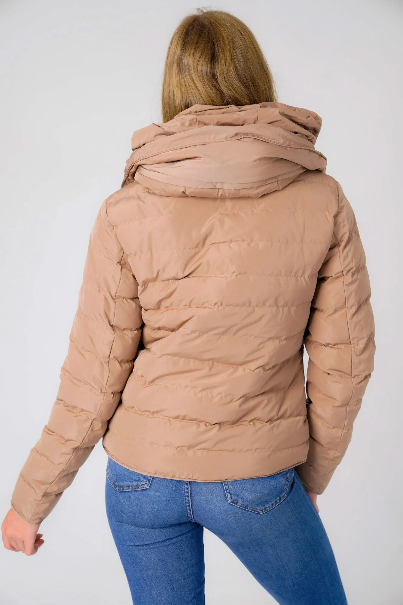 Quince Quilted Puffer Jacket with Extendable Hood in Ginger Snap - Tokyo Laundry