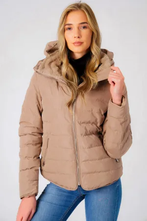 Quince Quilted Puffer Jacket with Extendable Hood in Ginger Snap - Tokyo Laundry