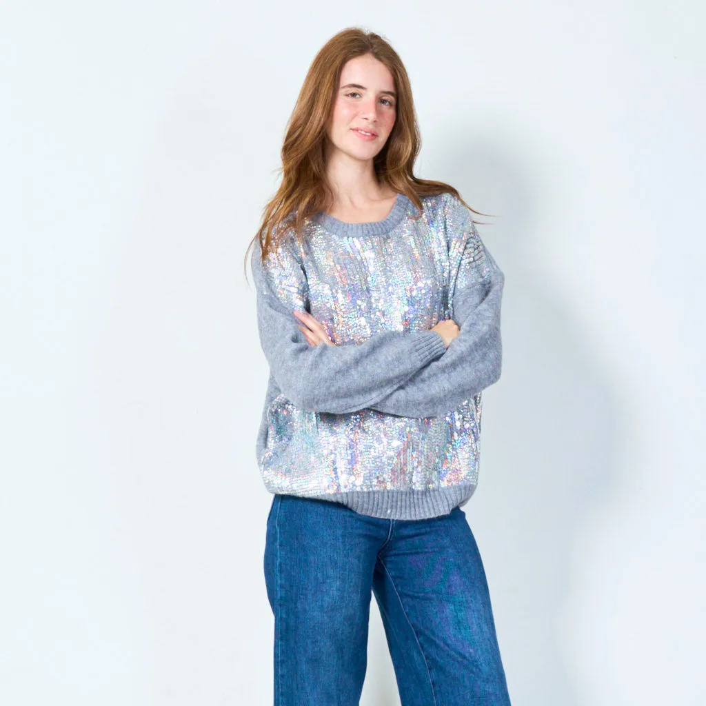 Sequin embellished oversized sweater wholesale