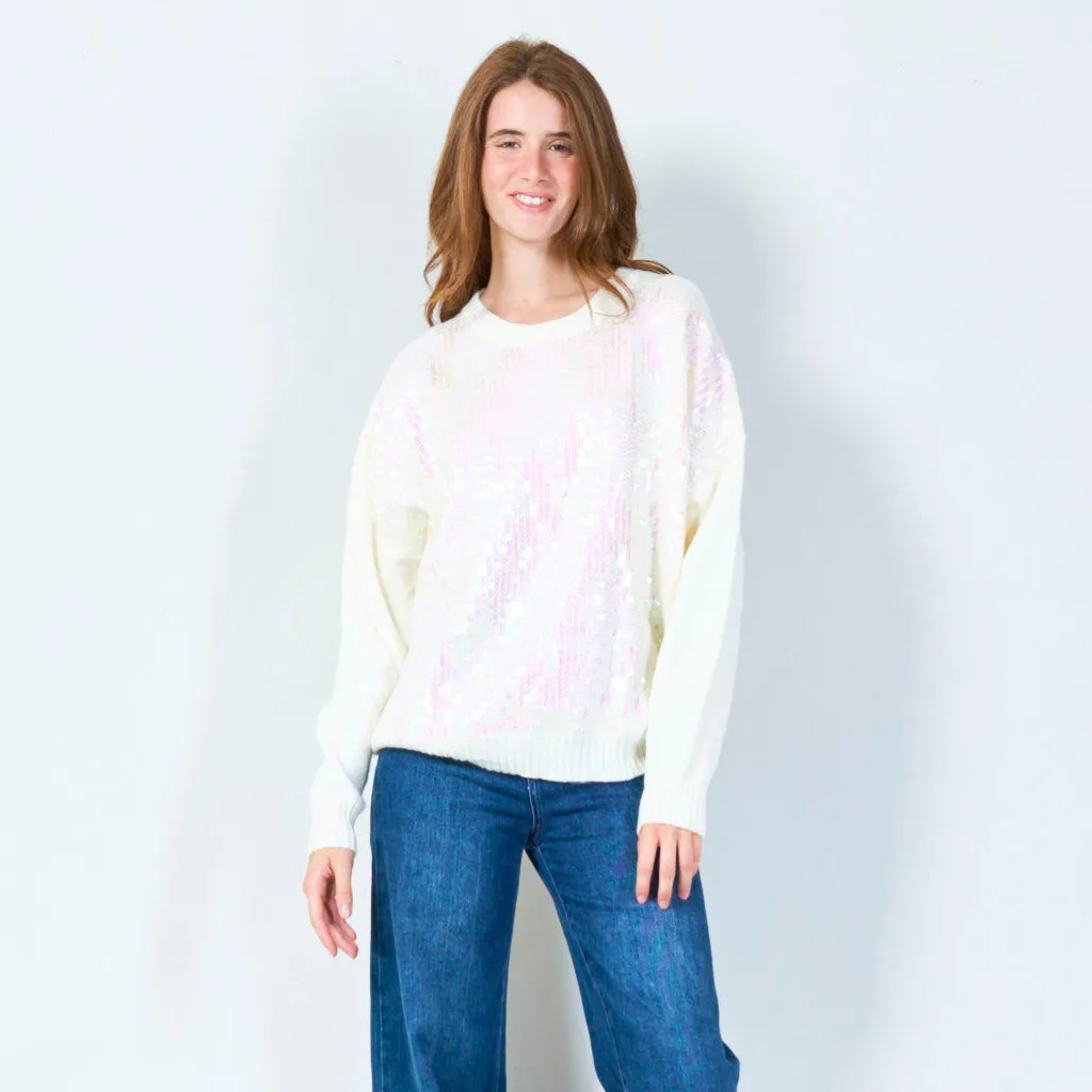 Sequin embellished oversized sweater wholesale