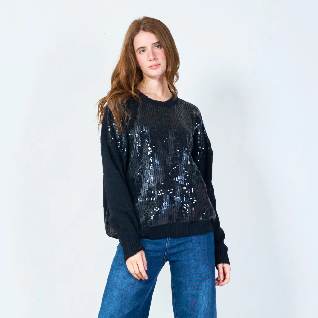 Sequin embellished oversized sweater wholesale