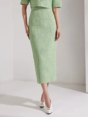 SK9188 Pastel Tweed Long Skirt