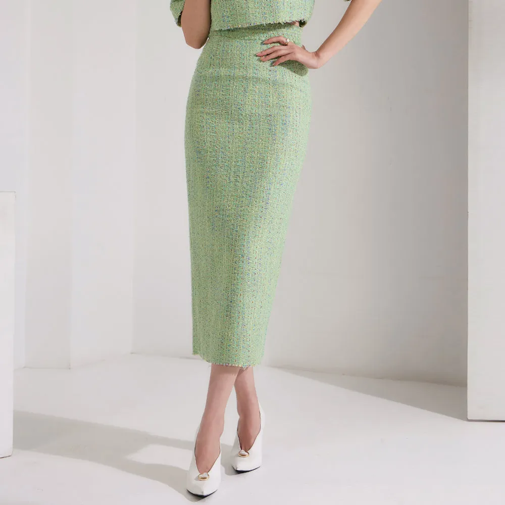 SK9188 Pastel Tweed Long Skirt