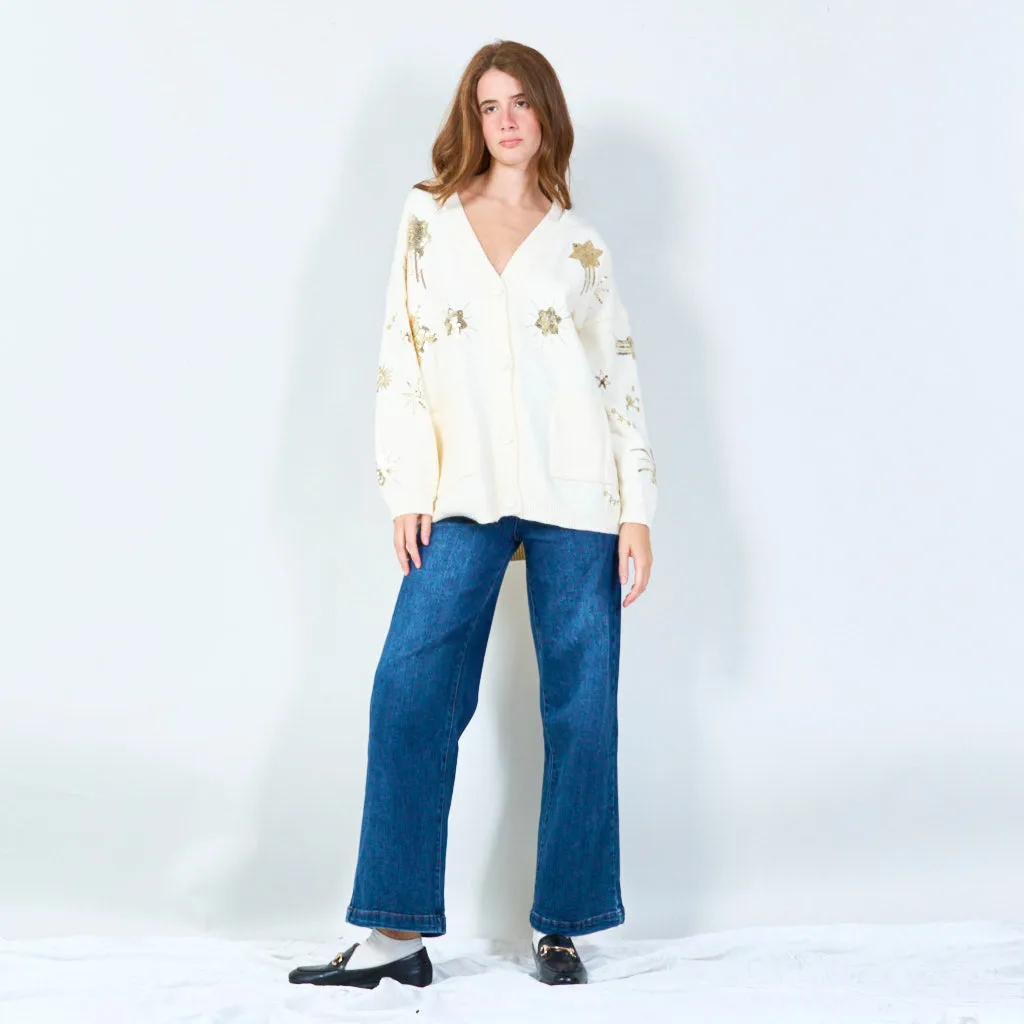 Star embellished oversized cardigan wholesale