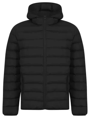 Tamary Quilted Puffer Jacket with Hood in Jet Black - Tokyo Laundry