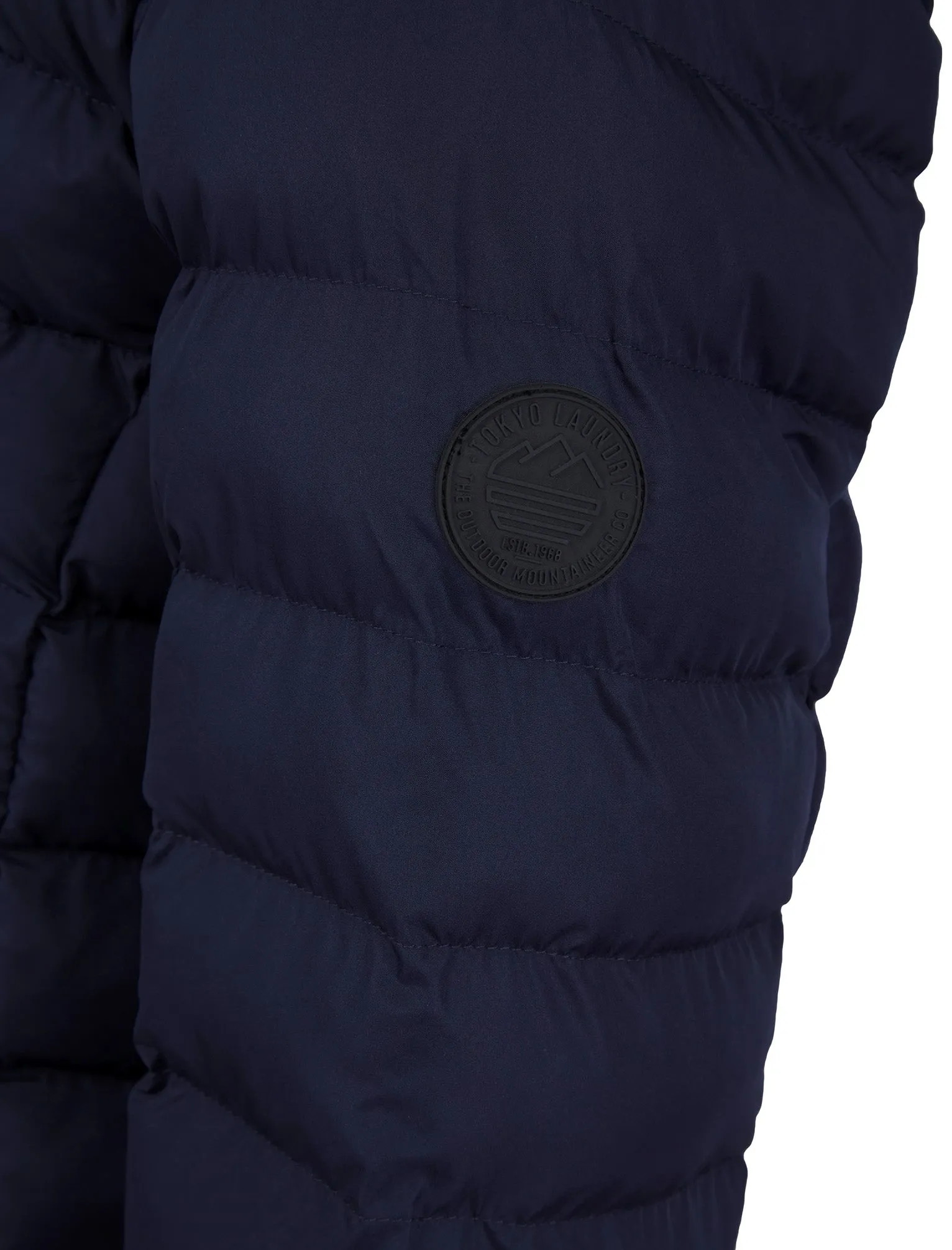 Tamary Quilted Puffer Jacket with Hood in Sky Captain Navy - Tokyo Laundry