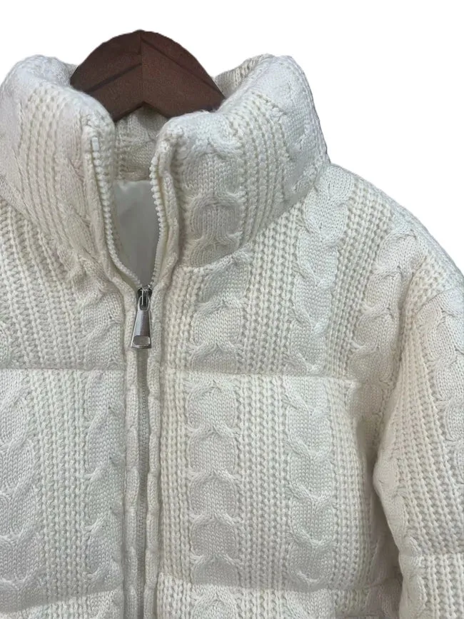 Trendy Stand-Collar Knitted Bread Padded Jacket