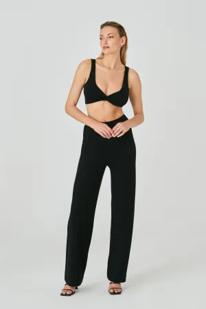 Wide Leg Knit Pants Black