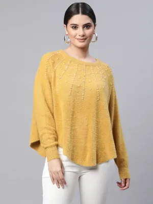 Women Round Neck Dolman Mango Embellished Flared Fit Pullover