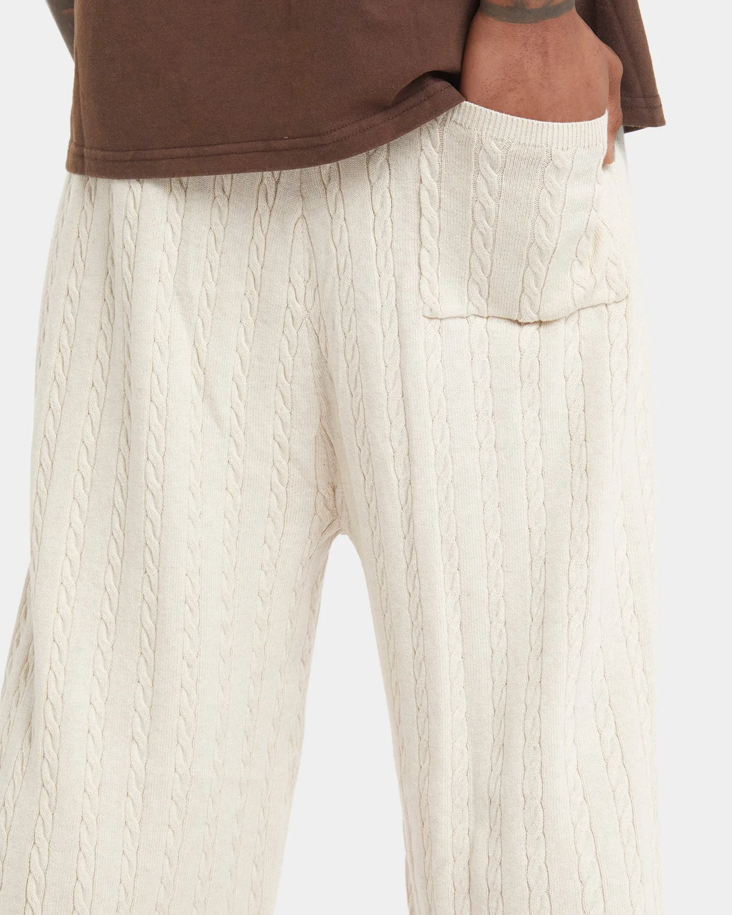 XXIII Terry Wide Leg Knit Pants Tan