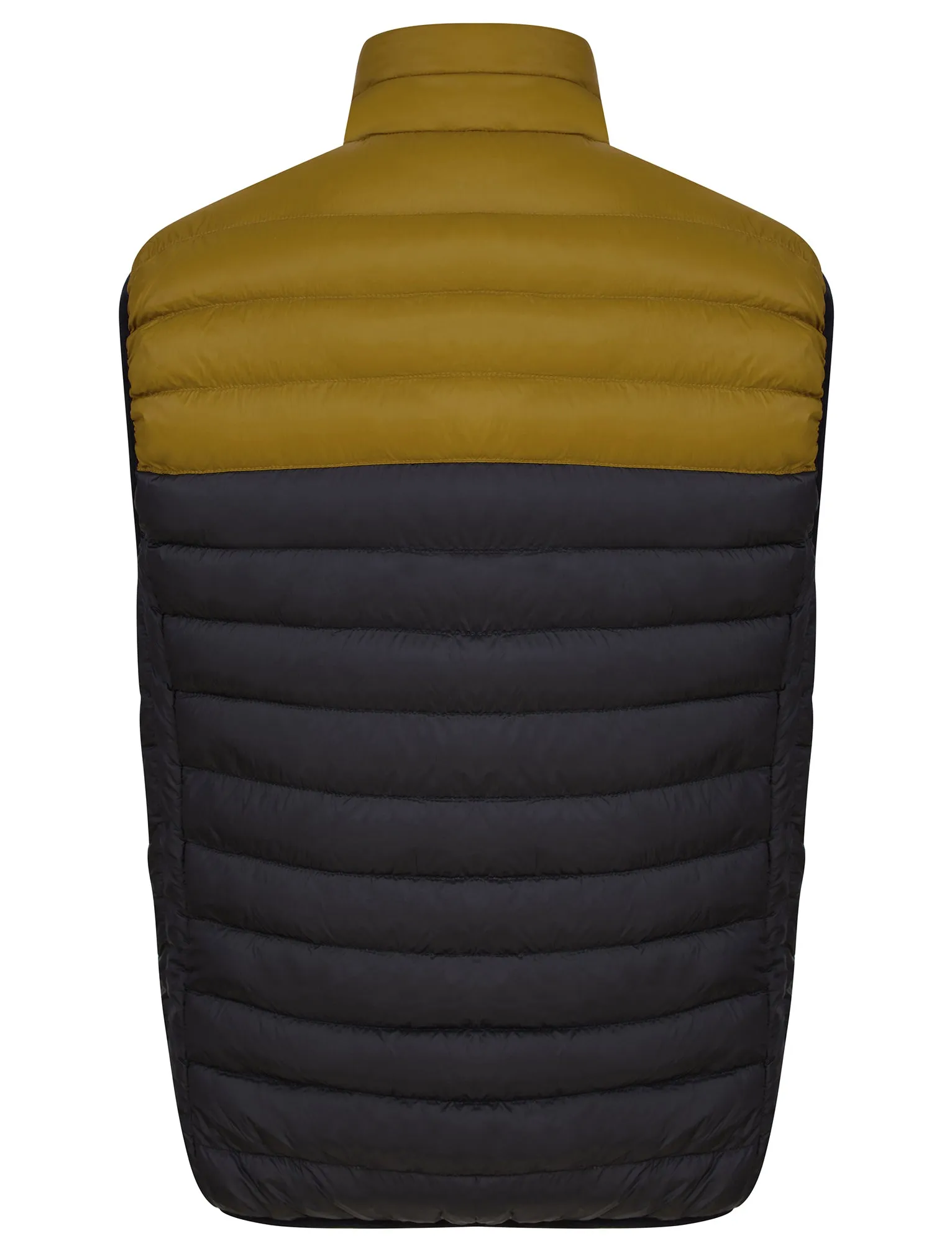 Yestin Colour Block Quilted Puffer Gilet with Fleece Lined Collar in Golden Brown - Tokyo Laundry